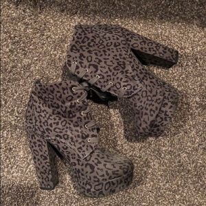Leopard heel booties forever 21